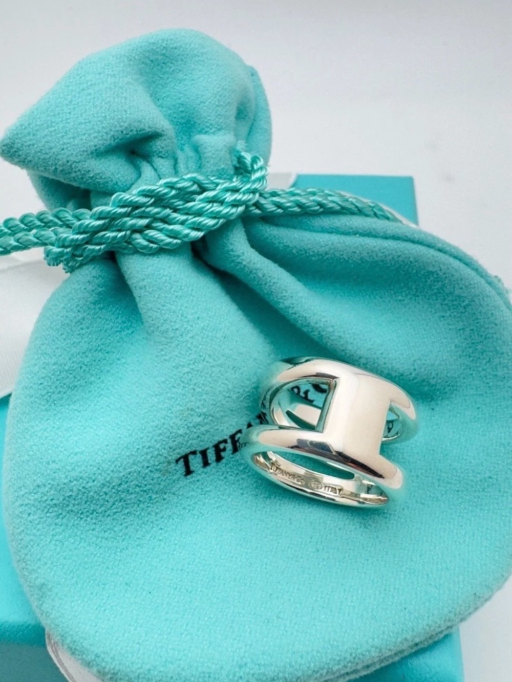 Rare Tiffany & Co Triple Open Diagonal Ring Sterling Silver Retired Size 7 - Picture 5 of 9